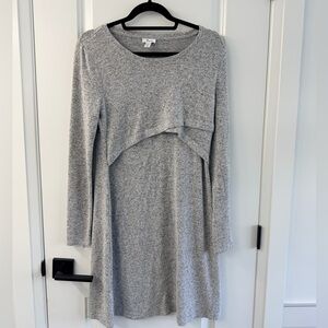 Heather Gray Long Sleeve Nursing/Maternity Tunic Dress